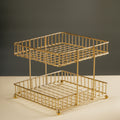 Two-Tier Gold Metal Storage Basket | Kitchen Counter & Pantry Organizer