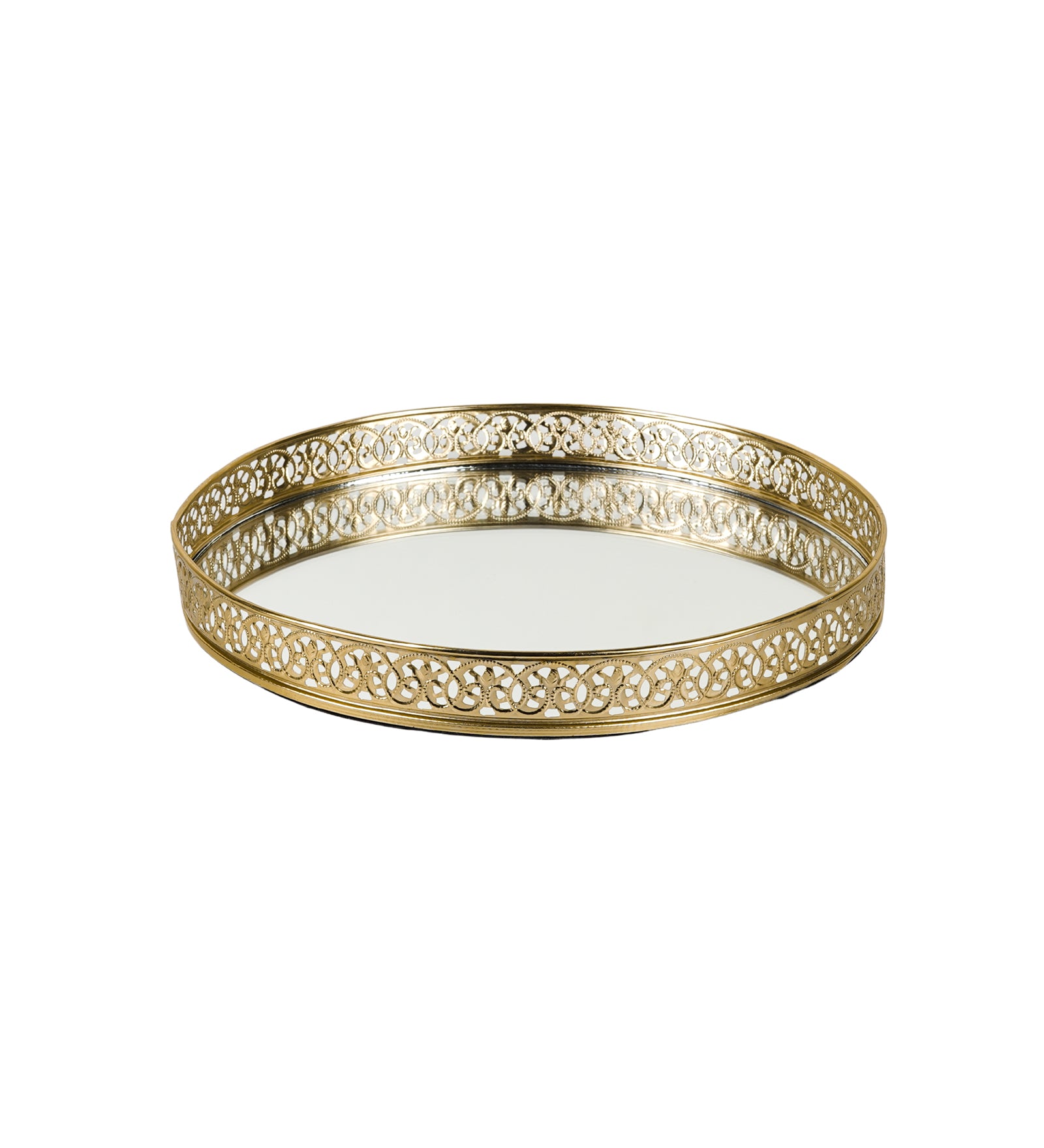 Silver Plated Decorative Mirror Tray | 10 Inch Round Vanity Display Tray